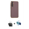 MARSİLYAN™- Galaxy S24 Plus Kılıf Yankı Serisi - Siyah 3D Antistatik Seramik Nano Ekran Koruyucu + Kamera Lens Koruma Cam - SF