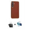 MARSİLYAN™- Galaxy S24 Plus Kılıf Yankı Serisi - Siyah 3D Antistatik Seramik Nano Ekran Koruyucu + Kamera Lens Koruma Cam - SF