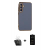 MARSİLYAN™- Galaxy S24 Plus Kılıf Yankı Serisi - Siyah 6D Antistatik Mat Seramik Hayalet Nano Ekran Koruyucu + Kamera Lens Koruma Cam - SF