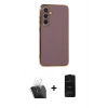 MARSİLYAN™- Galaxy S24 Plus Kılıf Yankı Serisi - Siyah 6D Antistatik Mat Seramik Hayalet Nano Ekran Koruyucu + Kamera Lens Koruma Cam - SF