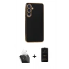 MARSİLYAN™- Galaxy S24 Plus Kılıf Yankı Serisi - Siyah 6D Antistatik Mat Seramik Hayalet Nano Ekran Koruyucu + Kamera Lens Koruma Cam - SF