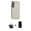 MARSİLYAN™- Galaxy S24 Plus Kılıf Yankı Serisi - Siyah 6D Antistatik Mat Seramik Hayalet Nano Ekran Koruyucu + Kamera Lens Koruma Cam - SF