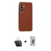 MARSİLYAN™- Galaxy S24 Plus Kılıf Yankı Serisi - Siyah Bilvis 3D Cam Ekran Koruyucu + Şeffaf Kamera Lens Koruma Cam