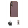 MARSİLYAN™- Galaxy S24 Plus Kılıf Yankı Serisi - Siyah Bilvis 3D Cam Ekran Koruyucu + Şeffaf Kamera Lens Koruma Cam