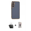 MARSİLYAN™- Galaxy S24 Plus Kılıf Yankı Serisi - Siyah Bilvis 3D Cam Ekran Koruyucu + Şeffaf Kamera Lens Koruma Cam