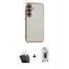 MARSİLYAN™- Galaxy S24 Plus Kılıf Yankı Serisi - Siyah Bilvis Hayalet Cam Ekran Koruyucu + Kamera Lens Koruma Cam - SF