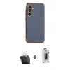 MARSİLYAN™- Galaxy S24 Plus Kılıf Yankı Serisi - Siyah Bilvis Hayalet Cam Ekran Koruyucu + Kamera Lens Koruma Cam - SF
