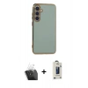 MARSİLYAN™- Galaxy S24 Plus Kılıf Yankı Serisi - Siyah Bilvis Hayalet Cam Ekran Koruyucu + Kamera Lens Koruma Cam - SF
