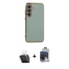 MARSİLYAN™- Galaxy S24 Plus Kılıf Yankı Serisi - Siyah Vanessa Magic Cam + Kamera Lens Koruma Cam - SF