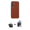 MARSİLYAN™- Galaxy S24 Plus Kılıf Yankı Serisi - Siyah Vanessa Magic Cam + Kamera Lens Koruma Cam - SF