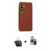 MARSİLYAN™- Galaxy S24 Plus Kılıf Yankı Serisi - Siyah Vanessa Magic Hayalet Cam + Şeffaf Kamera Lens Koruma Cam