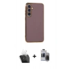 MARSİLYAN™- Galaxy S24 Plus Kılıf Yankı Serisi - Siyah Vanessa Magic Hayalet Cam + Şeffaf Kamera Lens Koruma Cam