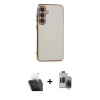 MARSİLYAN™- Galaxy S24 Plus Kılıf Yankı Serisi - Siyah Vanessa Magic Hayalet Cam + Şeffaf Kamera Lens Koruma Cam