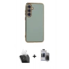 MARSİLYAN™- Galaxy S24 Plus Kılıf Yankı Serisi - Siyah Vanessa Magic Hayalet Cam + Şeffaf Kamera Lens Koruma Cam