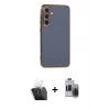 MARSİLYAN™- Galaxy S24 Plus Kılıf Yankı Serisi - Siyah Vanessa Magic Hayalet Cam + Şeffaf Kamera Lens Koruma Cam