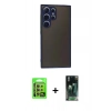 MARSİLYAN™- Galaxy S24 Ultra Kılıf Ahenk Çizgi Serisi - Siyah 360 Mat Full Body Arka Koruyucu + Raze Metal Kamera Lens - SI