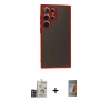 MARSİLYAN™- Galaxy S24 Ultra Kılıf Ahenk Çizgi Serisi - Siyah AutoKit 5in1 Fiber Hayalet Polymer Nano Ekran Koruyucu + Bilvis Titan Kamera Lens - DNMR