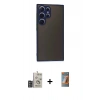 MARSİLYAN™- Galaxy S24 Ultra Kılıf Ahenk Çizgi Serisi - Siyah AutoKit 5in1 Fiber Hayalet Polymer Nano Ekran Koruyucu + Bilvis Titan Kamera Lens - DNMR
