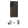 MARSİLYAN™- Galaxy S24 Ultra Kılıf Ahenk Çizgi Serisi - Siyah AutoKit 5in1 Fiber Hayalet Polymer Nano Ekran Koruyucu + Bilvis Titan Kamera Lens - DNMR