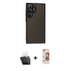 MARSİLYAN™- Galaxy S24 Ultra Kılıf Ahenk Çizgi Serisi - Siyah AutoKit 5in1 Fiber Polymer Nano Ekran Koruyucu + Kamera Lens Koruma Cam - SF