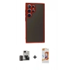 MARSİLYAN™- Galaxy S24 Ultra Kılıf Ahenk Çizgi Serisi - Siyah AutoKit 5in1 Fiber Polymer Nano Ekran Koruyucu + PVD Metal Kamera Lens - GD