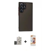 MARSİLYAN™- Galaxy S24 Ultra Kılıf Ahenk Çizgi Serisi - Siyah AutoKit 5in1 Fiber Polymer Nano Ekran Koruyucu + Bilvis Titan Kamera Lens - DNMR