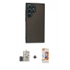 MARSİLYAN™- Galaxy S24 Ultra Kılıf Ahenk Çizgi Serisi - Siyah AutoKit 5in1 Fiber Polymer Nano Ekran Koruyucu + Bilvis Titan Kamera Lens - DNMR