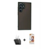 MARSİLYAN™- Galaxy S24 Ultra Kılıf Ahenk Çizgi Serisi - Siyah AutoKit 5in1 Fiber Polymer Nano Ekran Koruyucu + Kamera Lens Koruma Cam - SF