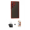 MARSİLYAN™- Galaxy S24 Ultra Kılıf Ahenk Çizgi Serisi - Siyah AutoKit 5in1 Fiber Polymer Nano Ekran Koruyucu + Kamera Lens Koruma Cam - SF