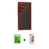 MARSİLYAN™- Galaxy S24 Ultra Kılıf Ahenk Çizgi Serisi - Siyah AutoKit 5in1 Fiber Polymer Nano Ekran Koruyucu + Raze Metal Kamera Lens - SI