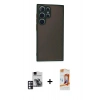 MARSİLYAN™- Galaxy S24 Ultra Kılıf Ahenk Çizgi Serisi - Siyah AutoKit 5in1 Fiber Polymer Nano Ekran Koruyucu + PVD Metal Kamera Lens - PE