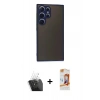 MARSİLYAN™- Galaxy S24 Ultra Kılıf Ahenk Çizgi Serisi - Siyah AutoKit 5in1 Fiber Polymer Nano Ekran Koruyucu + Kamera Lens Koruma Cam - SF