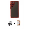 MARSİLYAN™- Galaxy S24 Ultra Kılıf Ahenk Çizgi Serisi - Siyah AutoKit 5in1 Fiber Polymer Nano Ekran Koruyucu + PVD Metal Kamera Lens - PE