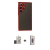 MARSİLYAN™- Galaxy S24 Ultra Kılıf Ahenk Çizgi Serisi - Siyah Bilvis 3D Cam Ekran Koruyucu + Bilvis Titan Kamera Lens - DNMR