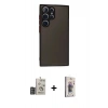 MARSİLYAN™- Galaxy S24 Ultra Kılıf Ahenk Çizgi Serisi - Siyah Bilvis 3D Cam Ekran Koruyucu + Bilvis Titan Kamera Lens - DNMR