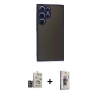 MARSİLYAN™- Galaxy S24 Ultra Kılıf Ahenk Çizgi Serisi - Siyah Bilvis 3D Cam Ekran Koruyucu + Bilvis Titan Kamera Lens - DNMR