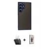 MARSİLYAN™- Galaxy S24 Ultra Kılıf Ahenk Çizgi Serisi - Siyah Bilvis 3D Cam Ekran Koruyucu + Kamera Lens Koruma Cam - SF