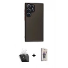 MARSİLYAN™- Galaxy S24 Ultra Kılıf Ahenk Çizgi Serisi - Siyah Bilvis 3D Cam Ekran Koruyucu + Kamera Lens Koruma Cam - SF