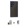 MARSİLYAN™- Galaxy S24 Ultra Kılıf Ahenk Çizgi Serisi - Siyah Durable Full Glue Curved Cam + Bilvis Titan Kamera Lens - DNMR
