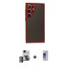 MARSİLYAN™- Galaxy S24 Ultra Kılıf Ahenk Çizgi Serisi - Siyah Durable Full Glue Curved Cam + PVD Metal Kamera Lens - PE