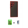 MARSİLYAN™- Galaxy S24 Ultra Kılıf Ahenk Çizgi Serisi - Siyah Durable Full Glue Curved Cam + Raze Metal Kamera Lens - SI
