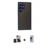 MARSİLYAN™- Galaxy S24 Ultra Kılıf Ahenk Çizgi Serisi - Siyah Durable Full Glue Curved Cam + PVD Metal Kamera Lens - SH