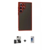 MARSİLYAN™- Galaxy S24 Ultra Kılıf Ahenk Çizgi Serisi - Siyah Durable Full Glue Curved Hayalet Cam + PVD Metal Kamera Lens - DNMR