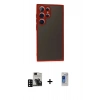 MARSİLYAN™- Galaxy S24 Ultra Kılıf Ahenk Çizgi Serisi - Siyah Durable Full Glue Curved Hayalet Cam + Siyah PVD Metal Kamera Lens