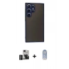 MARSİLYAN™- Galaxy S24 Ultra Kılıf Ahenk Çizgi Serisi - Siyah Joko Magic 5D Cam + PVD Metal Kamera Lens - DNMR