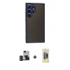 MARSİLYAN™- Galaxy S24 Ultra Kılıf Ahenk Çizgi Serisi - Siyah Joko Magic 5D Hayalet Cam + PVD Metal Kamera Lens - DNMR