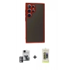 MARSİLYAN™- Galaxy S24 Ultra Kılıf Ahenk Çizgi Serisi - Siyah Joko Magic 5D Hayalet Cam + PVD Metal Kamera Lens - PE