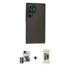 MARSİLYAN™- Galaxy S24 Ultra Kılıf Ahenk Çizgi Serisi - Siyah Joko Magic 5D Hayalet Cam + PVD Metal Kamera Lens - PE