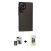 MARSİLYAN™- Galaxy S24 Ultra Kılıf Ahenk Çizgi Serisi - Siyah Joko Magic 5D Hayalet Cam + PVD Metal Kamera Lens - PE