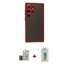 MARSİLYAN™- Galaxy S24 Ultra Kılıf Ahenk Çizgi Serisi - Siyah Polymer Nano Ekran Koruyucu + Bilvis Titan Kamera Lens - DNMR